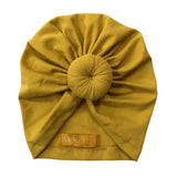Turban Coton JUSTINE - Jaune Mimosa Bandeau naissance Bandeau adulte bonnet Chimio