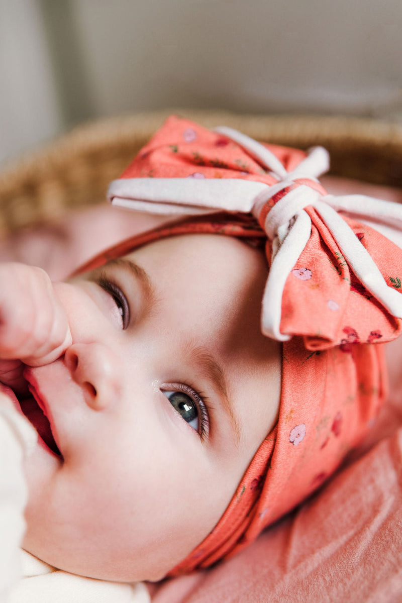 Turban bébé à nœud en coton double gaze bio adorable cadeau de naissance -  Un grand marché